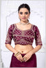 Charming Maroon Banarasi Silk Saree with Embroidered Designer Blouse.