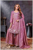 Mauve Plazo Set with Pastel Floral & Mirror Embroidery