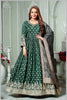 Emerald Green Anarkali with Antique Gold Brocade Dupatta