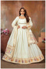 Off-white Anarkali Gown with Gujarati Motif Embroidery