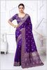 Charming Purple Banarasi Silk Saree with Embroidered Designer Blouse.