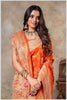 Rust Tissue Saree with Hand Embroidered Border