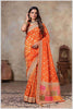 Rust Saree with Mirror Border & Patched Pallu