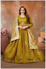 Mehendi Anarkali with Gold Weave Dupatta