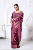 Regal Wine Zari Woven Silk Saree with Stitched Designer Blouse.
