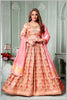 Peach Pink Woven Anarkali with Contrasting Silk Dupatta