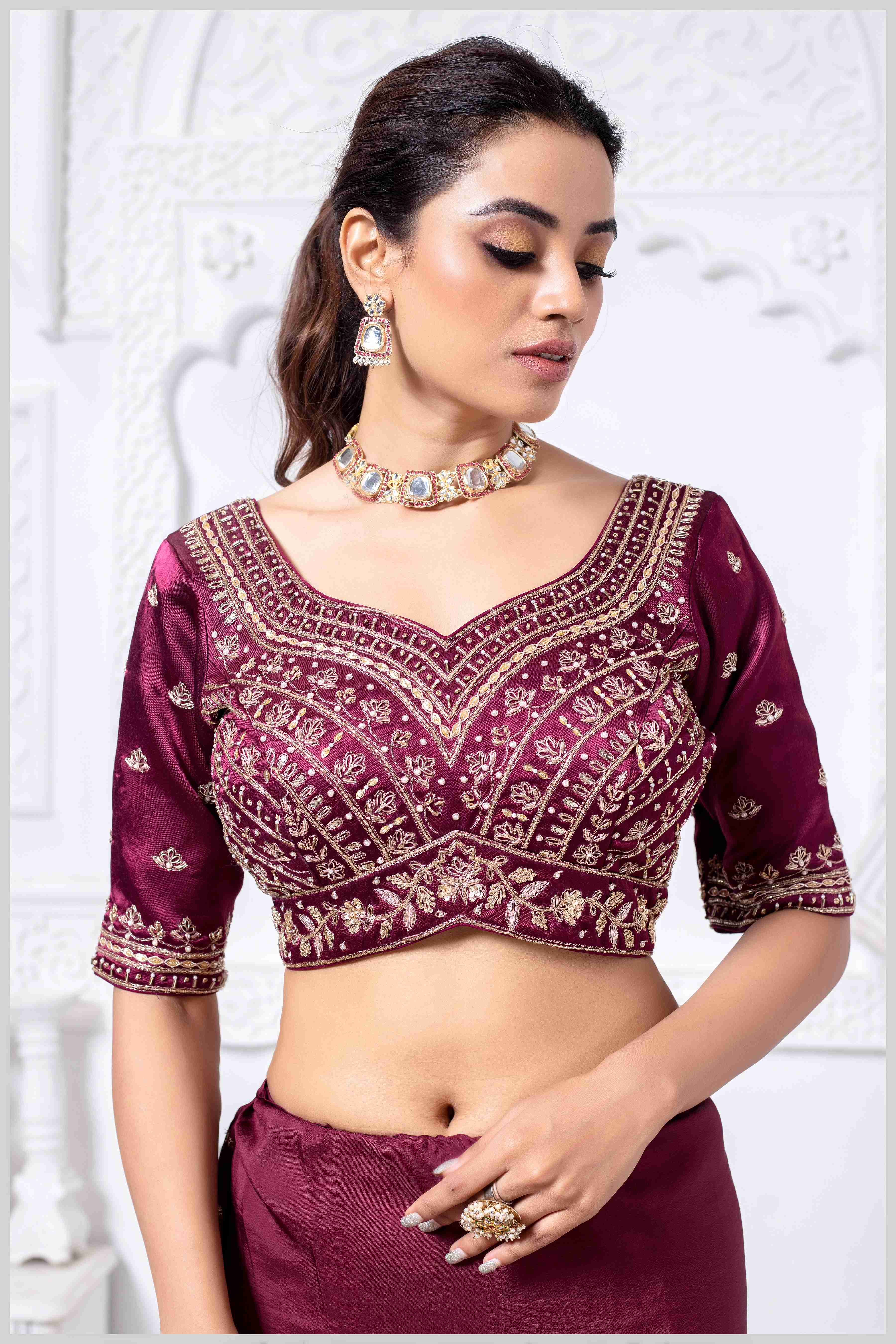 Majestic Wine Crepe Silk Saree With Zari Woven Saree