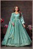 Elegant Dusty Blue Tissue Anarkali Gown