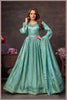 Elegant Dusty Blue Tissue Anarkali Gown