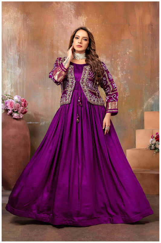 Purple with a Touch of Royal bandhej jacket