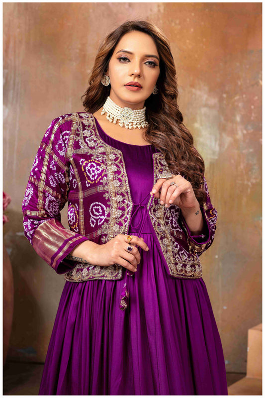 Purple with a Touch of Royal bandhej jacket