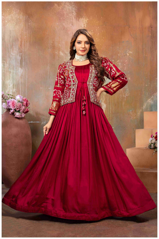 Ethereal Elegance in Ivory with a Touch of Royal Red