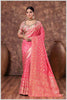 Peach Banarasi Saree with Intricate Zari Weaving