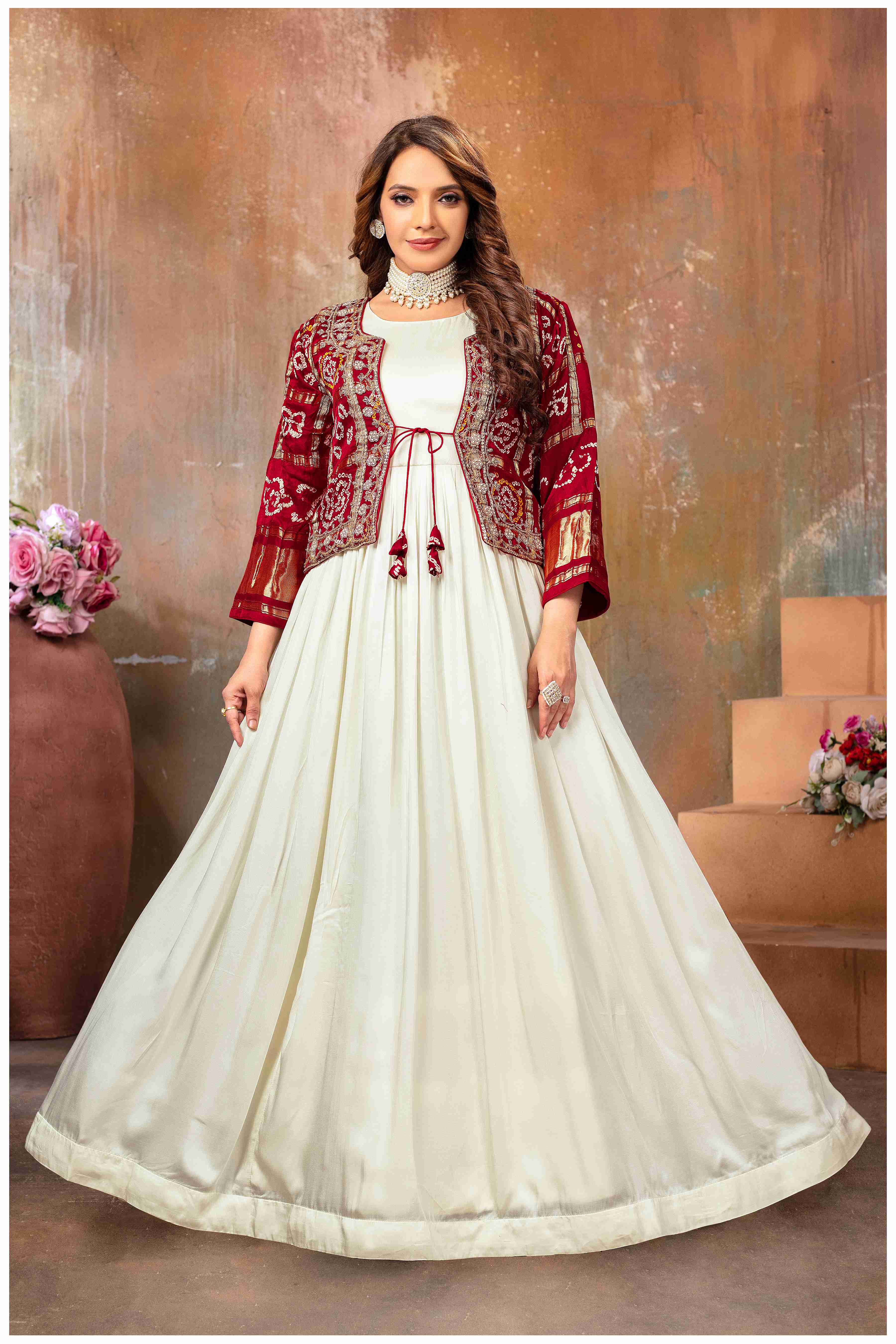 Ethereal Elegance in white with a Touch of Royal red