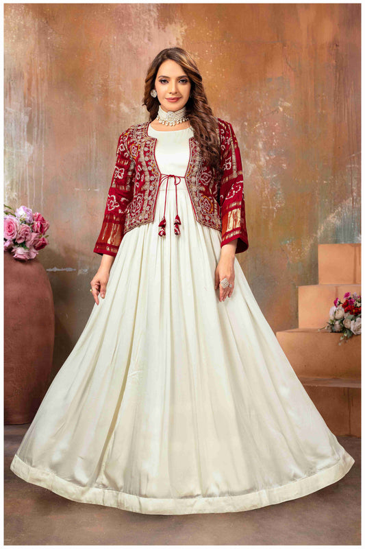 Ethereal Elegance in white with a Touch of Royal red