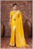 Zari Elegance in Mustard Tissue Saree With Work Blouse.