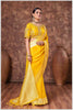 Zari Elegance in Mustard Tissue Saree With Work Blouse.