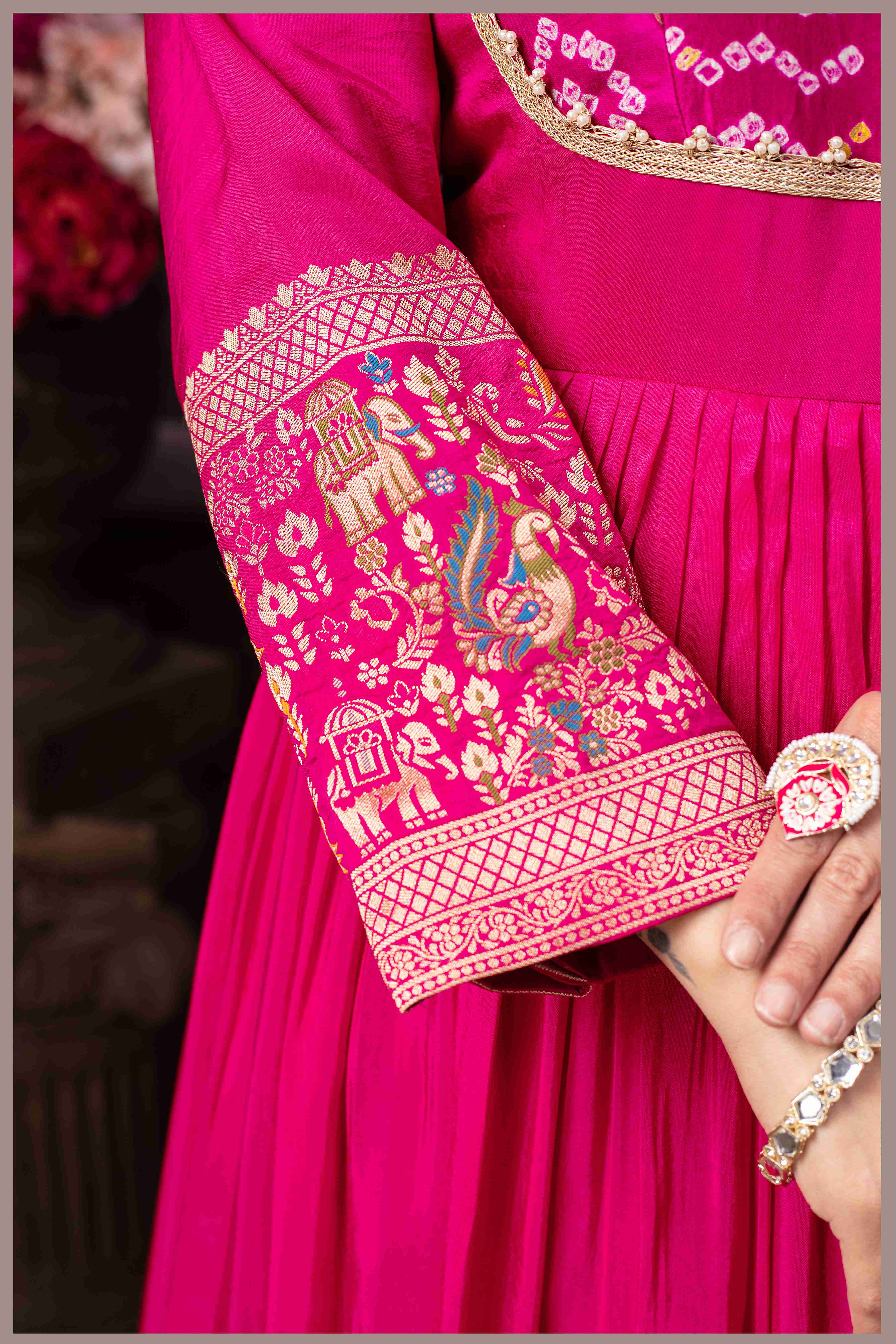 Rani Pink Anarkali Gown with Heavy Dupatta