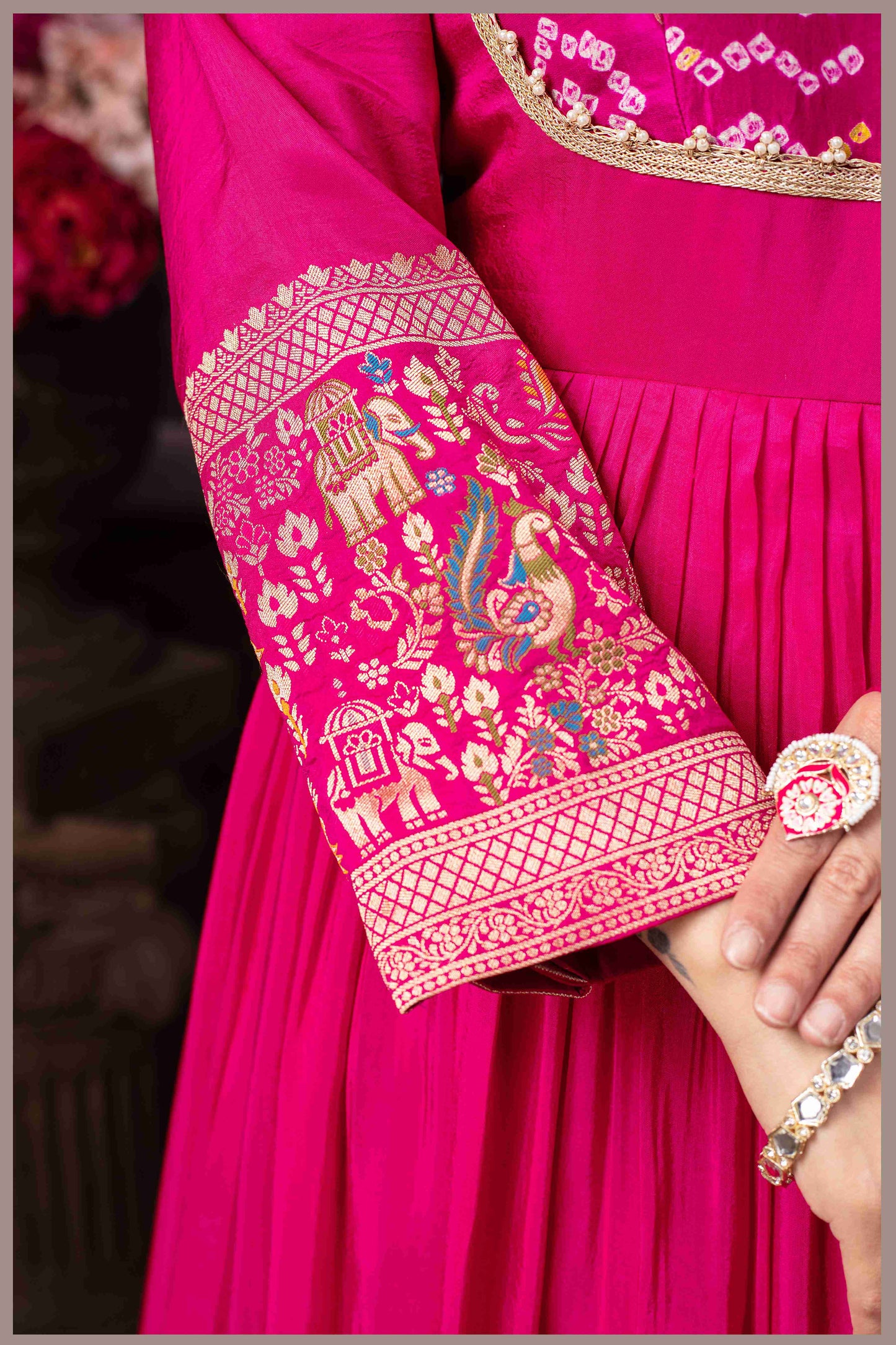Rani Pink Anarkali Gown with Heavy Dupatta