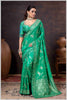 Elegant Green Banarasi Silk Saree with Floral Zari Weaving & Designer Blouse