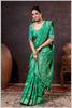 Elegant Green Banarasi Silk Saree with Floral Zari Weaving & Designer Blouse