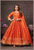 Rust Anarkali with Zari Floral Dupatta