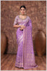 Bluish Purple Banarasi Saree with Intricate Zari Weaving