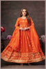 Rust Anarkali with Zari Floral Dupatta