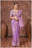 Bluish Purple Banarasi Saree with Intricate Zari Weaving