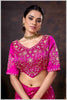 Vibrant Rani Pink Zari Banarasi Silk Saree with Embroidered Stitched Blouse