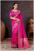 Vibrant Rani Pink Zari Banarasi Silk Saree with Embroidered Stitched Blouse