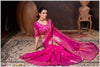 Vibrant Rani Pink Zari Banarasi Silk Saree with Embroidered Stitched Blouse