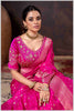 Vibrant Rani Pink Zari Banarasi Silk Saree with Embroidered Stitched Blouse