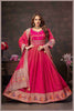 Pink Anarkali with Folk Motif Silk Dupatta