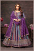 Royal Purple Multicolor Georgette Gown with Zari Embroidered Dupatta