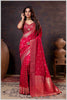 Vibrant Red Zari Banarasi Silk Saree with Embroidered Stitched Blouse