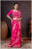 Regal Dark Pink Zari Woven Silk Saree with Stitched Designer Blouse.