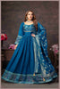Teal Blue Anarkali Gown with Heavy Dupatta