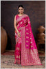 Pink Elegance: Tissue Silk Saree with Gold Zari Woven Details