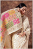 Off-white Silk Saree with Mirro Border & Patched Pallu