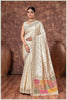 Off-white Silk Saree with Mirro Border & Patched Pallu
