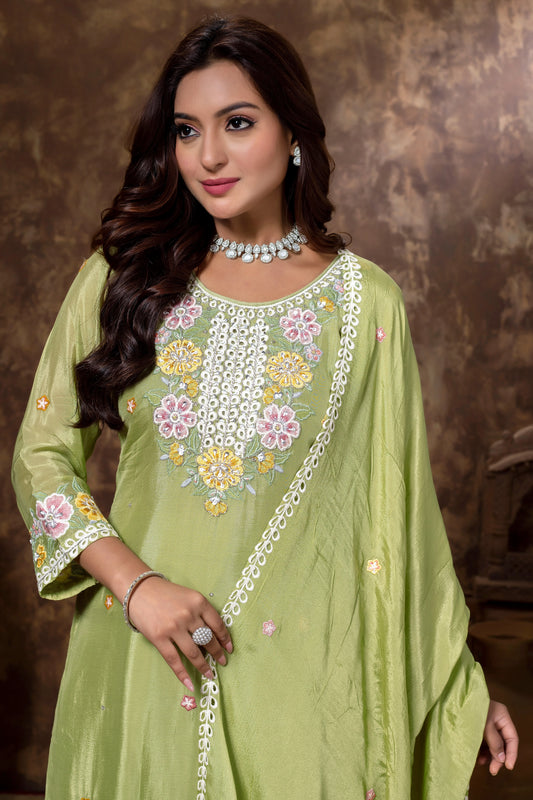 Floral Embroidered Kurta Sharara Set with Dupatta