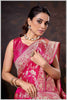 Grace in Bloom: Dark Pink Tissue Saree with Woven Floral Vines