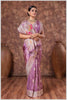 Magenta Tissue Saree with Hand Embroidered Border