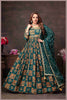 Emerald Green Muslin Printed Gown with Embroidered Net Dupatta
