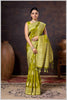 Mahendi Elegance: Tissue Silk Saree with Gold Zari Woven Details