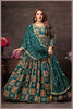 Emerald Green Muslin Printed Gown with Embroidered Net Dupatta