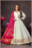 Off White Anarkali Gown with Traditional Bandhej pink Dupatta