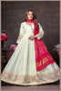 Off White Anarkali Gown with Traditional Bandhej pink Dupatta
