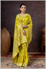 Grace in Bloom: Yellow Tissue Saree with Woven Floral Vines